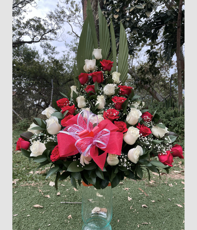 043-Piramide de rosas bicolor