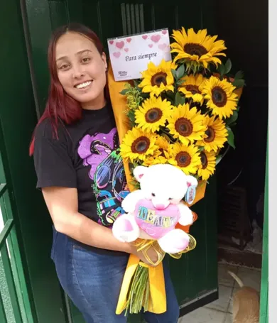 067-Ramillete de girasoles con peluche