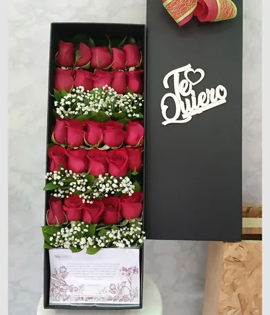 092-Caja con 25 rosas rojas