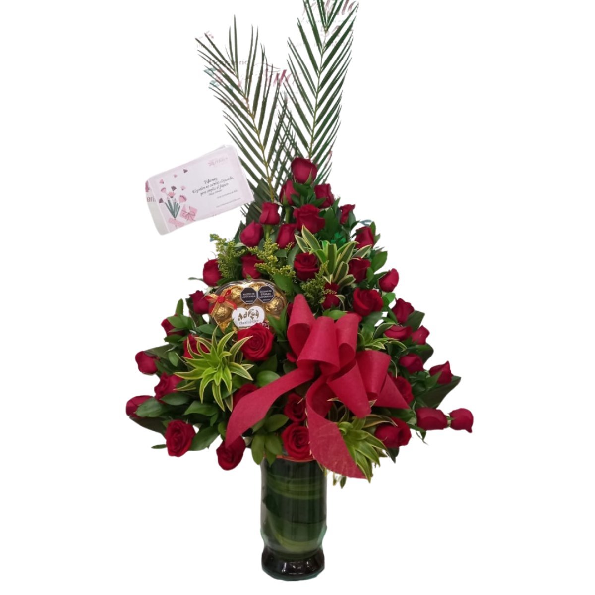 Piramide de rosas con chocolates
